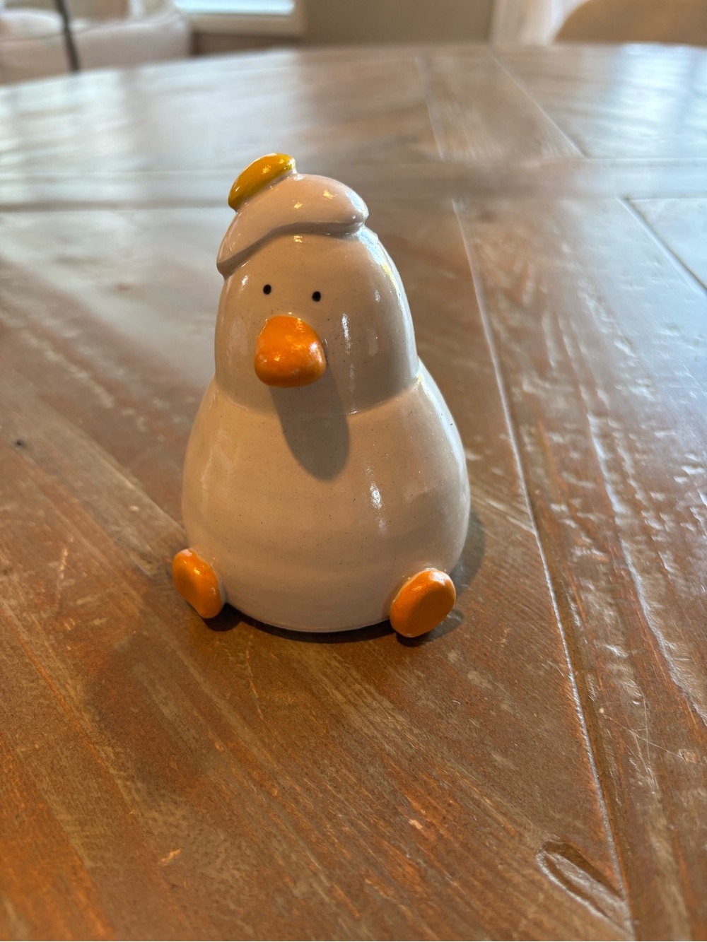 Richard Moonstreet Egg Head Duck Ceramic Figurine - Duck with egg on head
